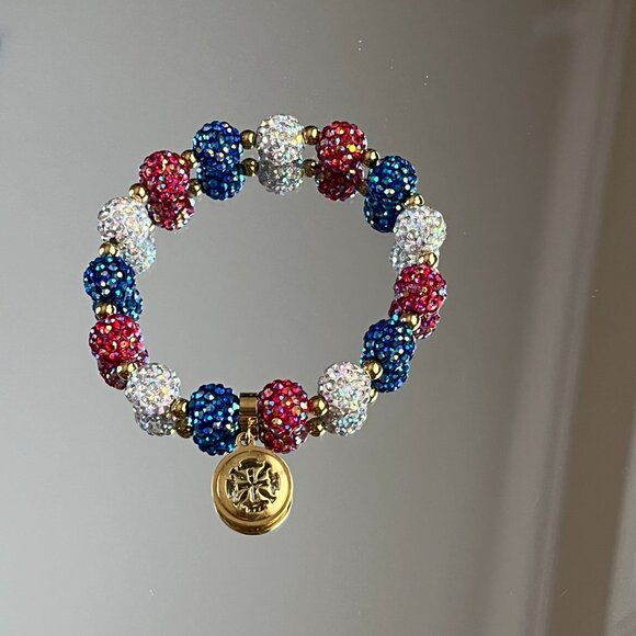 Rustic Cuff Metal Stainless Steel Shambala Beaded Stretch Bracelet multicolor - Picture 3 of 3